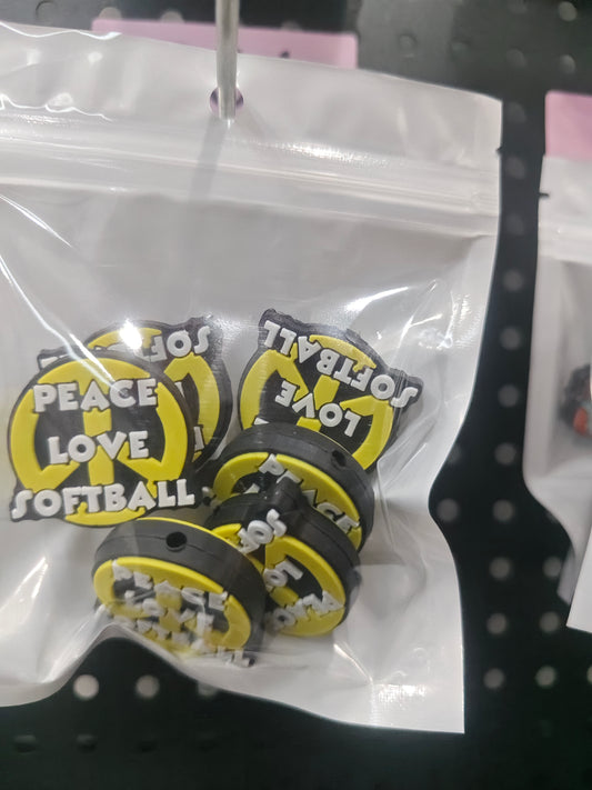 234 Peace love softball 6pcs
